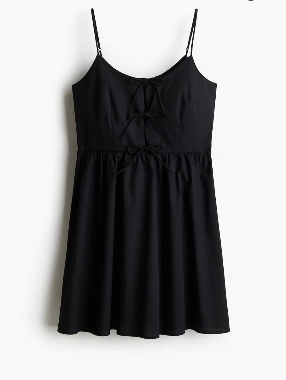 Divided Black Tie-Front Spaghetti Strap Dress